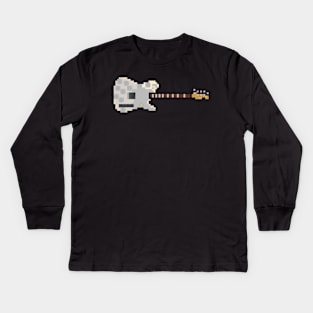 Pixel Silver Mirror Esquire Guitar Kids Long Sleeve T-Shirt